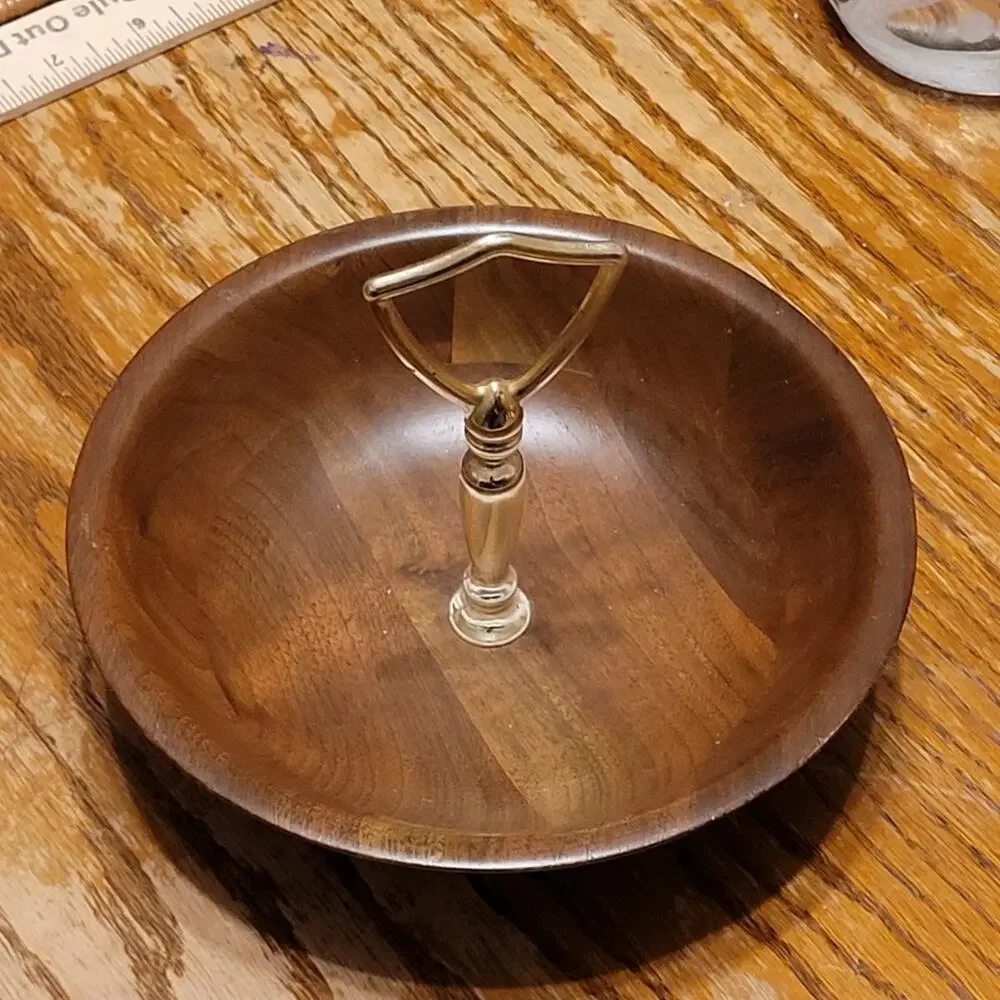 Vintage J B Deere Cedarcraft Walnut And Brass Serving Bown Nuts Catch All
